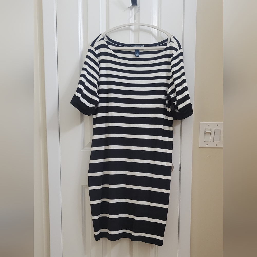 Karen Scott Black and White Striped Mini Dress